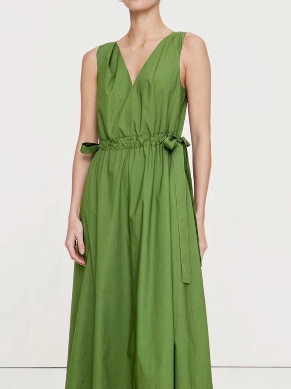 Banana Republic twist-shoulder cotton poplin Green Midi Dress - New with tags